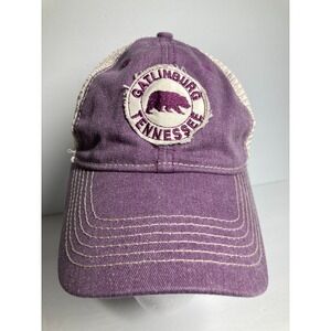 Gatlinburg Tennessee Cap Hat Purple Mesh Adult Snapback Tourist Travel STAIN‎